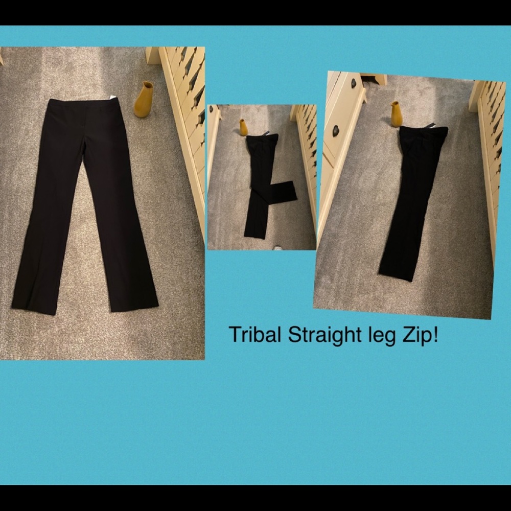 Tribal sleek zip pants with subtle slimming front seam!